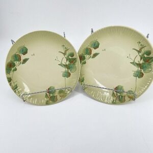 2 Pfaltzgraff Garden of Eden‎ 8 5/8" Salad Plates Green Leaf Luncheon Tea Party